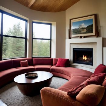 living room with a couch, coffee table and a fire place