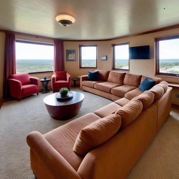 living room with a couch, chairs, and a coffee table