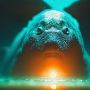 close up of a fish in the water with a bright light
