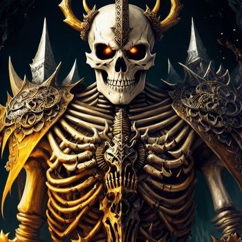 skeleton with horns and horns on his head wearing a horned costume