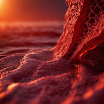 close up of a piece of coral in the ocean with the sun in the background