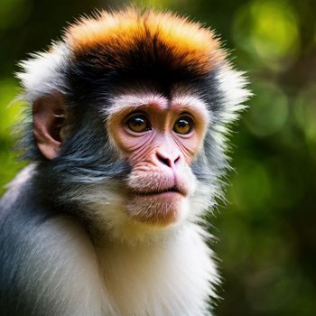 close up of a monkey's face with a blurry background