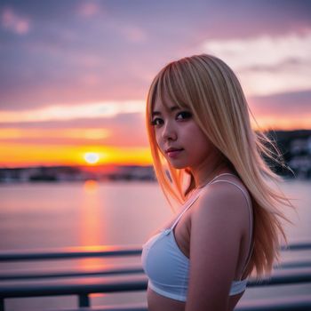 woman in a white bra top standing in front of a body of water