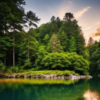 small island in the middle of a body of water surrounded by trees