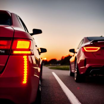 couple of cars parked next to each other on the side of a road