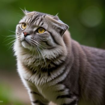 close up of a cat with yellow eyes looking up at something