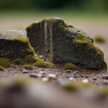 close up of a rock with moss growing on top of it