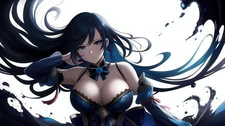 very pretty anime girl with big breast and big breasted breasts