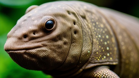 close up of a lizard's face with a blurry background