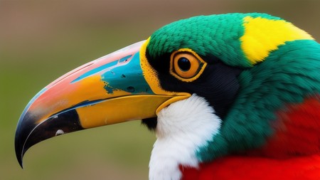 close up of a colorful bird's face with a blurry background