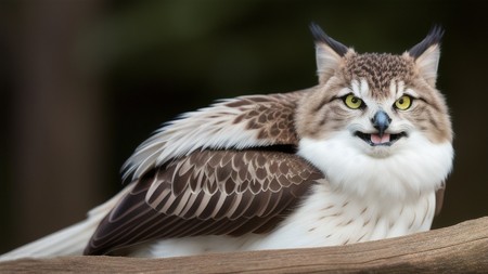 close up of a bird on a branch with a smile on its face