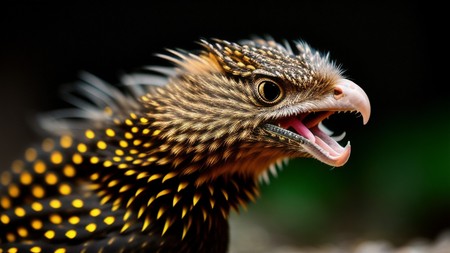 close up of a bird with it's mouth wide open