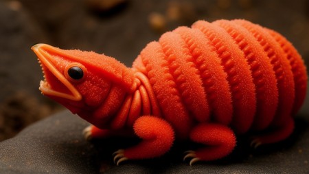 strange looking creature made out of red seaweed on top of a rock