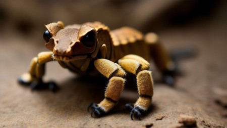 close up of a gecko on a rock with a blurry background