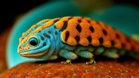 close up of a colorful lizard on a rock with a blurry background