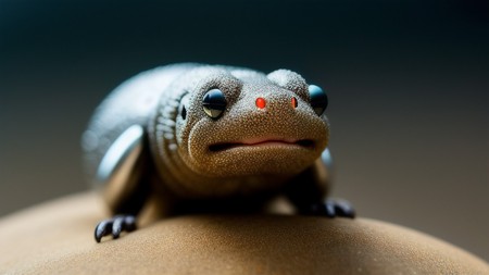 close up of a small animal on a surface with a blurry background