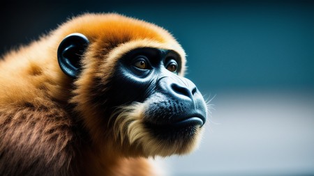 close up of a monkey's face with a blurry background