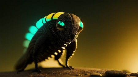 close up of a lizard on a rock with a glowing face