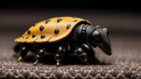 toy bug with black spots on it's body and legs