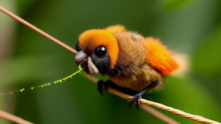 small orange and black bird sitting on top of a tree branch