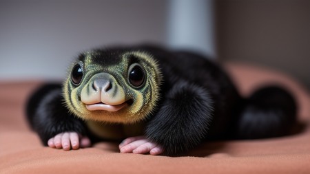 close up of a small animal on a bed with a blanket