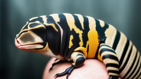 close up of a lizard on a person's arm with a blurry background