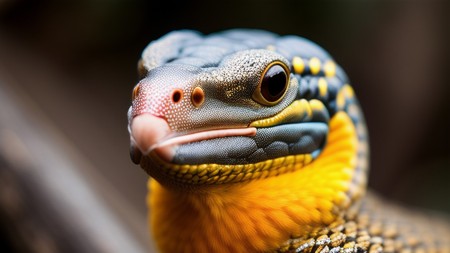 close up of a colorful bird with a blurry look on it's face