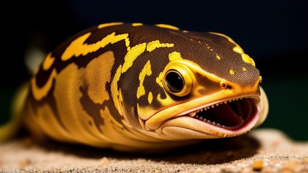close up of a fish with its mouth open and it's teeth wide open