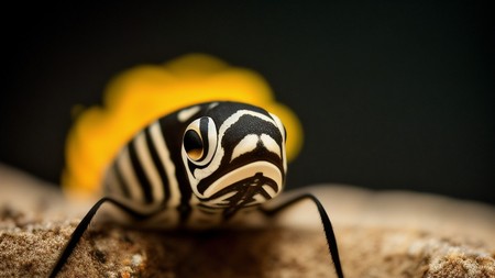 close up of a zebra's face with a blurry background