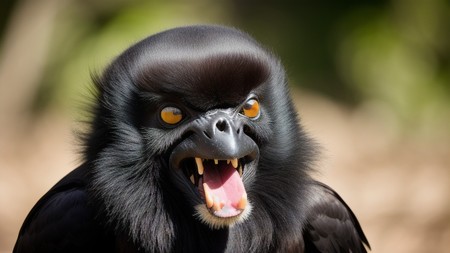 close up of a bird with its mouth open and eyes wide open