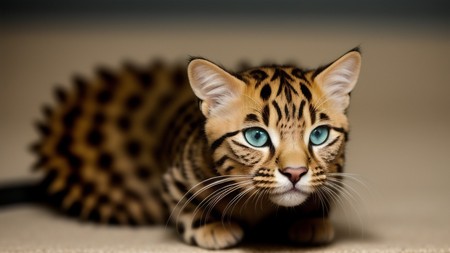 cat with blue eyes laying down on the floor looking at the camera