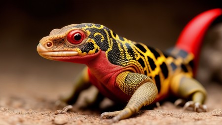 close up of a lizard on the ground with a blurry background