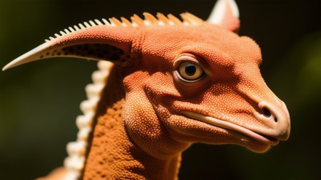 close up of a toy dragon head with a blurry background