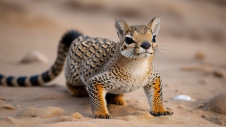 close up of a small animal on a sandy surface with sand