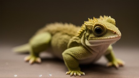 close up of a small lizard on a brown surface with a blurry background