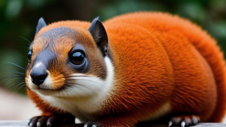 close up of a small animal sitting on a rock with trees in the background