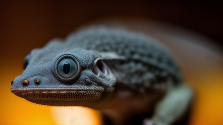 close up of a gecko looking at the camera with a blurry background