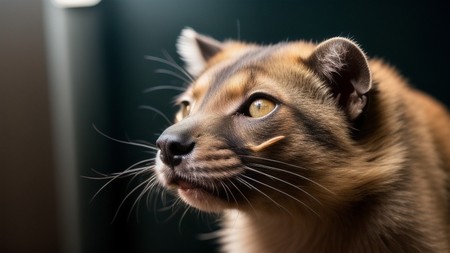 close up of a cat's face with a toothbrush in it's mouth