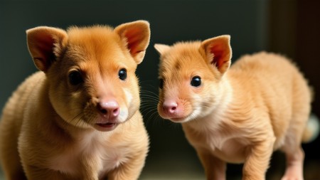 couple of small animals standing next to each other on a floor