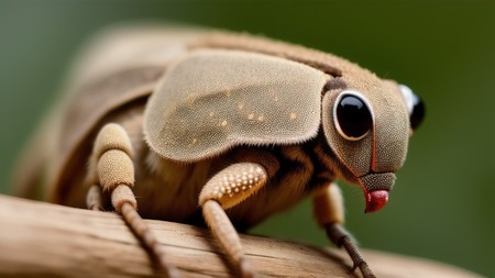 close up of a bug sitting on a branch with a blurry background