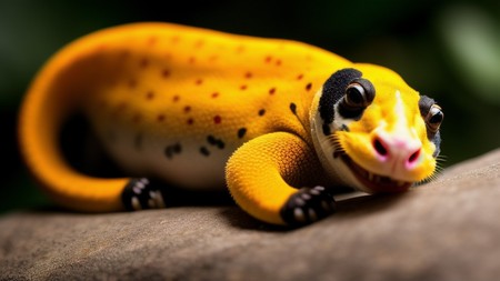 close up of a gecko on a rock with a blurry background