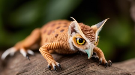 close up of an owl on a tree branch with a blurry background