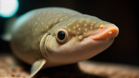 close up of a fish with a blurry light in the background