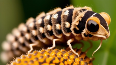 close up of a caterpillar sitting on a yellow flower