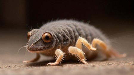 close up of a gecko on the ground looking at the camera