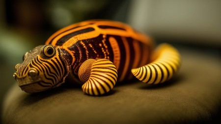 close up of a stuffed animal on a chair with a blurry background